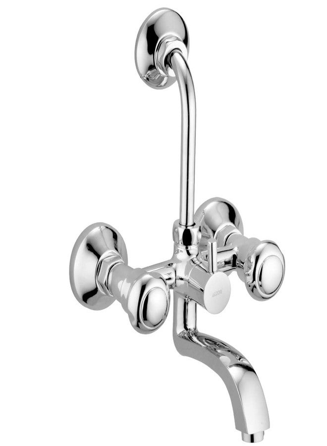 ALTON SHN3095 Brass Wall Mixer with Provision for Over Head Shower and 190mm Long Bend Pipe (Chrome) - Image 1